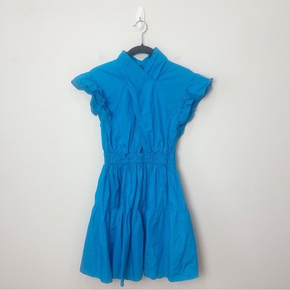 Line & Dot Blue Ruffle Mini Dress - Picture 4 of 10